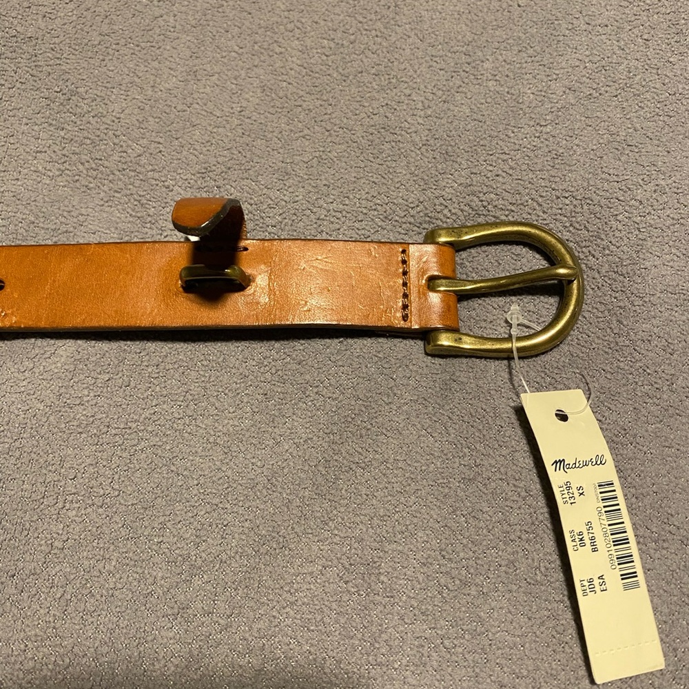 Madewell Tan Leather Belt with Gold Buckle